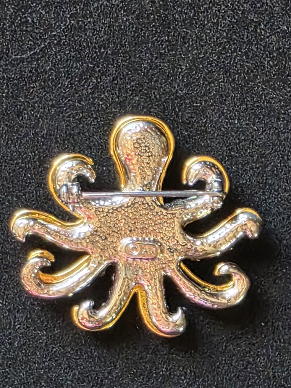 RARE Anne Klein Gold Octopus Brooch with Clear Accents - Picture 3 of 3